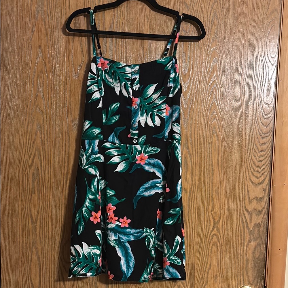 Hollister Black and Green Spaghetti Strap Sundress